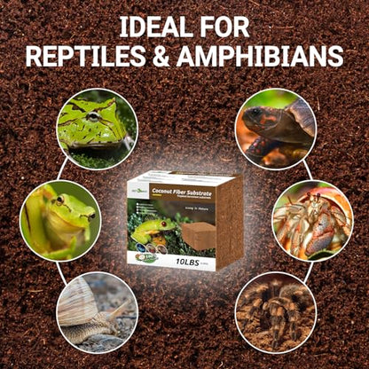 REPTI ZOO Reptile Coconut Fiber Substrate 72 Quart, Reptile Bedding Coco Coir Brick for Turtle, Hermit Crab, Spider, Frog | 100% Organic | Odor Absorption - style: Coconut Fiber Substrate