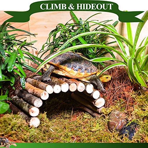 HERCOCCI Bearded Dragon Tank Accessories, 9Pcs Reptile Plants Vines Hammock Flexible Bridge with Suction Cups Terrarium Habitat Décor for Snake Gecko Lizard Chameleon