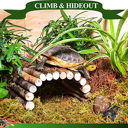 HERCOCCI Bearded Dragon Tank Accessories, 9Pcs Reptile Plants Vines Hammock Flexible Bridge with Suction Cups Terrarium Habitat Décor for Snake Gecko Lizard Chameleon