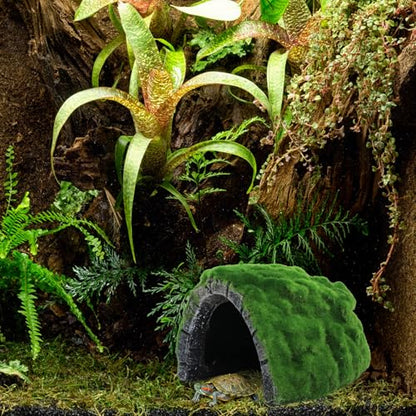 Mossy Reptile Rock Hides and Caves,Artificial Green Moss Cave Hideout for Reptile and Snake, Simulation Rock Tortoise Habitat Accessories,Terrarium & Aquariums Decor (Green, Small) - size: Small