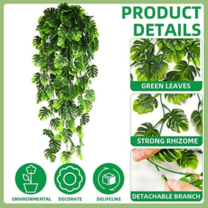 8 Pack Artificial Hanging Plants Fake Greenery Plants Fake lvy Vine for Home Wall Garden Indoor Outdoor Decoration (31'' Faux Boston Ferns,Palm Leaves)