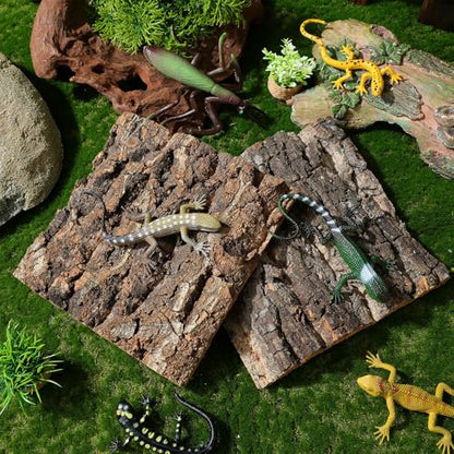 Alipis Cork Bark: 4pcs Natural Tree Bark Flats - Cork Terrarium Background Reptile Climbing Platform for Gecko Lizard Frog Bearded Dragon Climbing Wall Accessory