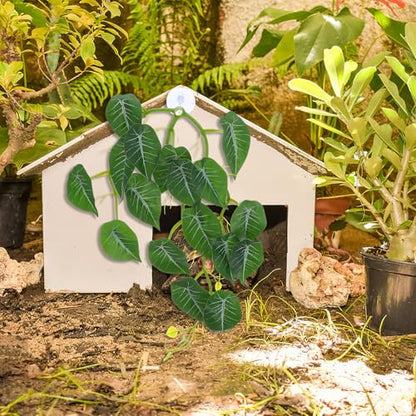 Cabilock Artificial Reptile Tank Plants with Suction Cups, Hanging Lifelike Vine Leaves for Turtle and Lizard Habitat Decor, Terrarium Plant Accessories for Reptile Enclosures