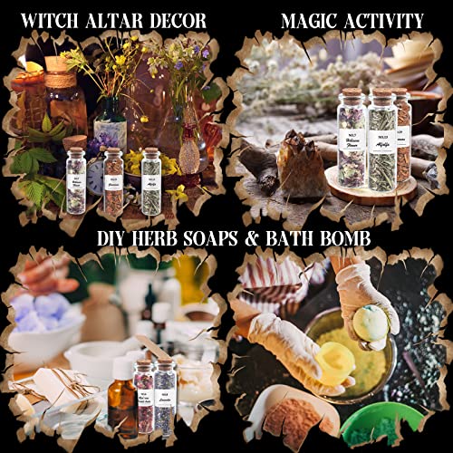HNSHAG Witchcraft Supplies Herbs and Flowers Kit, 24pack Dried Herb for Spell Jars, Witchy Beginners, Witchcraft Altar Supplies and Decor, Rose Cinnamon Spiritual Herb for Witchy Gifts for Women - size: 15ml 24pack