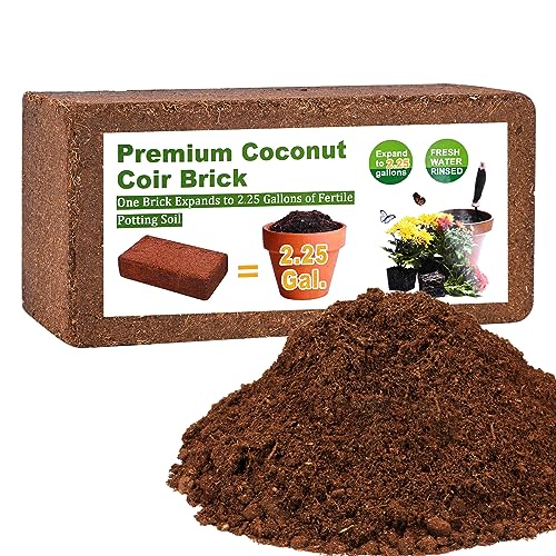 Organic Coco Coir 1 Pcs Compressed Coconut Coir Brick Coconut Fiber Husk Substrate Mulch Coconut Bark Core Growing Medium Peat Moss Soil High Nutrition for Plants Gardening Seed Starting Soil Mix - color: Pack of 1