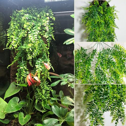 PINVNBY 7 PCS Reptile Plants Vine, Terrarium Hanging Flexible Climbing Artificial Leaves Reptile Hide, Bearded Dragon Tank Accessories, Terrarium Decor for Leopard Gecko Lizard Snake Geckos Chameleon - size: 7PCS