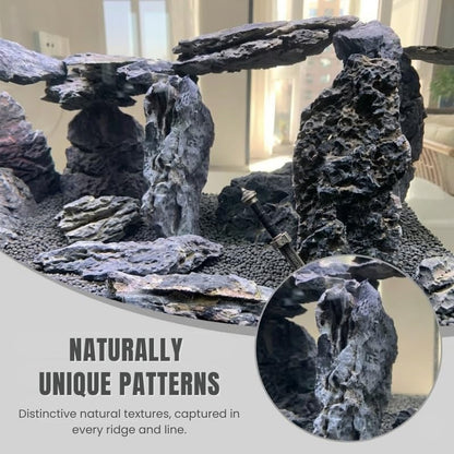 Natural Seiryu Rocks - Aquariums Stones with White Veins for Fish Tank, Aquariums, and Paludariums - Decorative Rocks for Terrariums, Vivariums, Reptile Enclosures, and Gardens (2lb/ 1kg - 5"-8") - size: 2lb/ 1kg - 5"-8"