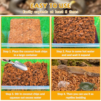Legigo 10LBS Coconut Chip Substrate for Reptiles, 72QT Natural Coco Husk Chip Reptiles Bedding, Compressed Coconut Chip Substrate for Snake, Tortoise, Ball Python, Gecko, Lizard Terrarium Tanks - color: 1 Pack-10LBS