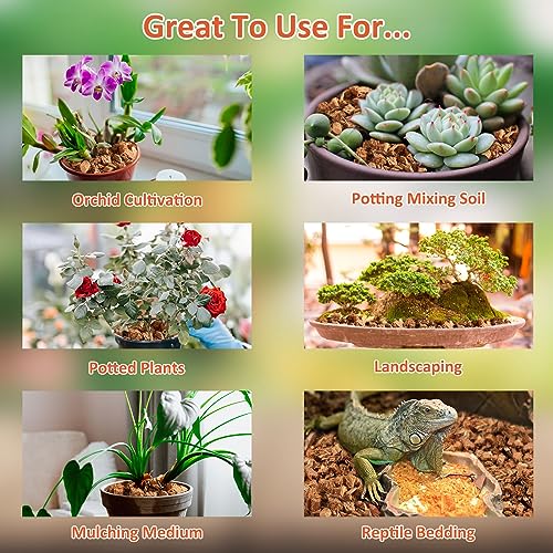 Riare 2 Pack Coco Chips Substrate for Plants- 2.2lb 100% Organic Coconut Husk Brick with Low EC and pH Balanced, High Expansion Coconut Substrate Coco Husk Mulch for Garden Flowers, Herbs, Planting - color: 2 Pack