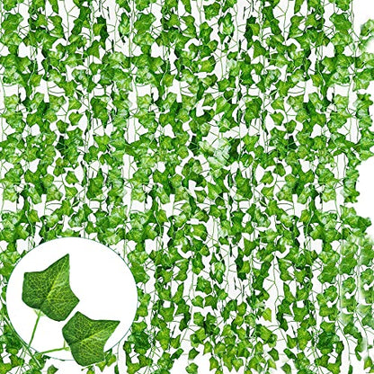 12 Pack 86Ft Artificial Ivy Garland Fake Plants, Fake Ivy Leaves Greenery Garlands Hanging Plant Vine for Aesthetic Bedroom Garden Party Wedding Wall Room Christmas Décor