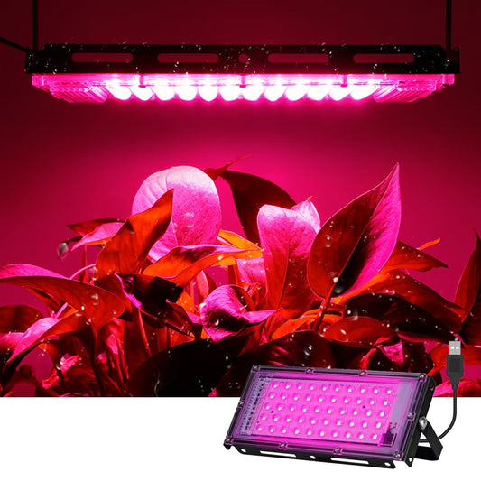 Grow Lights for Indoor Plants, LED Full Spectrum Grow Light with 150° Rotation Panel for Succulents, Seed Starting, Waterproof Plant Light for Indoor Gardening, Greenhouse & Hydroponics, 50 LED Chip - size: 4.9 × 1.2 × 9.1