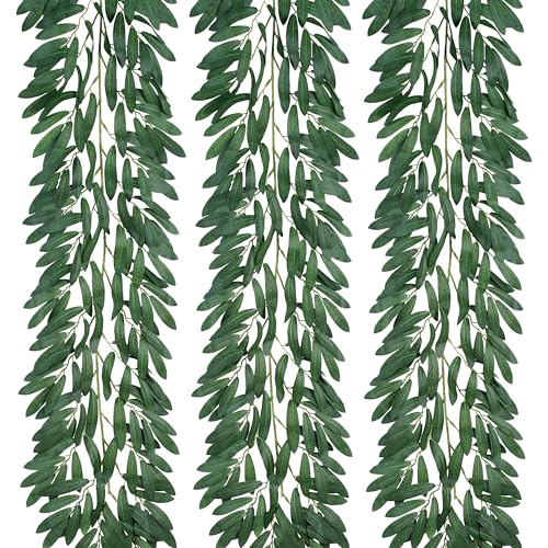 3 Strands Odorless Artificial Vines, 6FT Silk Ivy Garland, Fake Greenery Hanging Plants, Decoration for Party, Wedding, Room. (Green 4) - color: Green 4