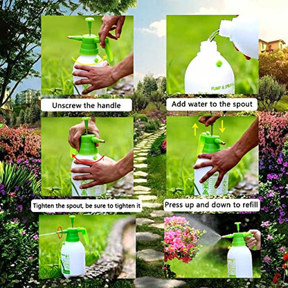 Garden Pump Sprayer, 0.5Gallon/68oz Hand-held Lawn Pressure Spray Bottle with Safety Value&Adjustable Nozzle (Green) - color: Green