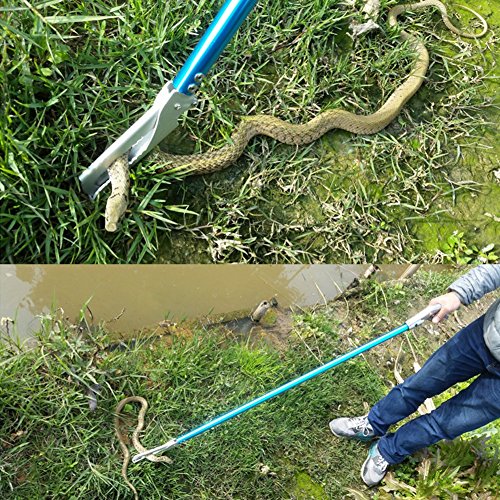 Snake Tong Catcher–Professional Reptile Rescue Grabber Aluminum Alloy with Wide Jaw Locking Mechanism and Comfort Grip for Safe Rattlesnake Control and Removal Tool (39inch Snake Tong) - style: 39inch Snake Tong