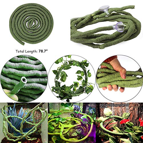 Hamiledyi Lizard Climbing Jungle Vines 9.8FT Bearded Dragon Tank Accessories Bendable Vine Artificial Branch Reptile Tank Habitat Decor for Gecko, Snakes,Chameleon,Bearded Dragon