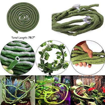 Hamiledyi Lizard Climbing Jungle Vines 9.8FT Bearded Dragon Tank Accessories Bendable Vine Artificial Branch Reptile Tank Habitat Decor for Gecko, Snakes,Chameleon,Bearded Dragon