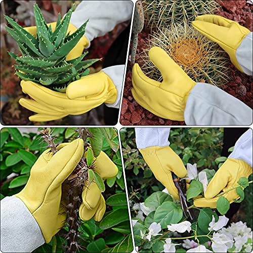 Rose Pruning Gloves for Men/Women, Long Gardening Gloves Thorn Proof, Cactus Glove, Goatskin Leather Planting Gauntlet Garden Working Glove, Gardening Gifts for Gardeners (Small) - size: Small (Pack of 1)
