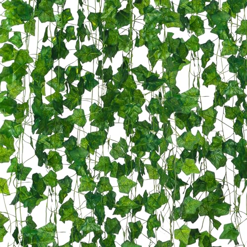 12 Pack Artificial Ivy Garland, 84 Ft Fake Vines Hanging Plants for Room Decor, 72 Leaves Aesthetic Faux Greenery Garland Vines with Strengthened Joint Prevent Leaves Falling Off for Wall Decor - color: 84ft-12pack-vines