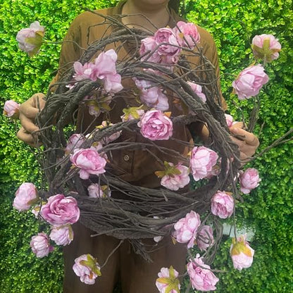 (2pcs) Flexible 118 inch Large Flexible Artificial Tree Fall Vines Twine Wood Branches with Peony Flowers Garland Twig Reptile Climbing Fake Plants for Wedding Arch Christmas Wall Door Hanging - color: Rose Vine
