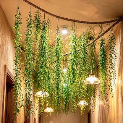 68.9ft Artificial Hanging Willow Vines Greenery Jungle Theme Decor for Woodland Forest Safari Party, Classroom Home Garden Wall Indoor Outdoor DIY Decoration