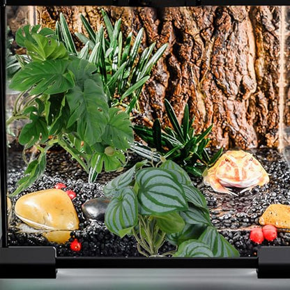 DOITOOL Artificial Reptile Plants Leaves 2pcs Set with Suction Cup Realistic Simulation Terrarium Decor for Reptile Tank Habitat 23 Watermelon Leaves for Snake Lizard Amphibian Enclosure