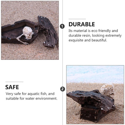 balacoo Resin Coffin Decorations for Aquarium 2 Pcs Skull Resin Ornaments Fish Tank Landscape Terrarium Ornament for Halloween and Reptile Tanks
