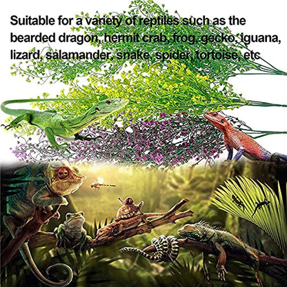 3pcs Reptile Plants Artificial Hanging Plants Fake Vines Climbing Terrarium Plant with Suction Cup Wall Decoration for Outdoor Indoor Lizards Geckos