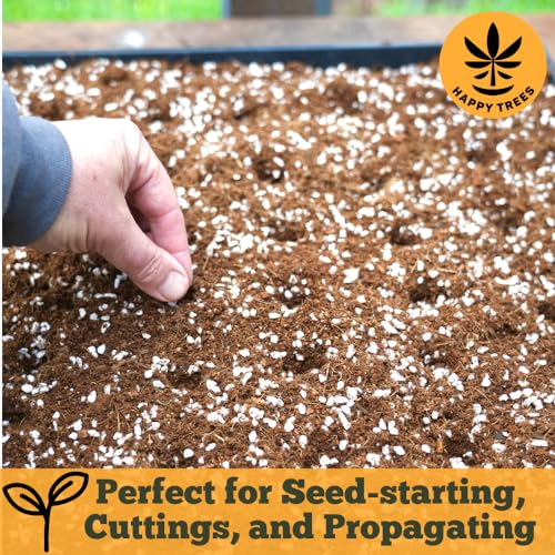 Happy Trees Coco Coir and Perlite 70/30 Growing Medium, Potting Mix, Seed-Starting, Premium Quality Triple-Washed for Low Salt/EC, pH Balanced Loose Coconut Fiber, Peat-Free, 50L (1.8 cu.ft.) - size: 50L