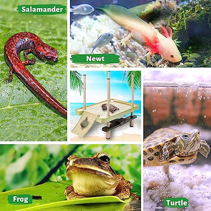 Large Turtle Floating Basking Platform with Feeding Area, Turtle Floating Docks Reptile Climbing Pier and Basking Platform for Tortoise, Frogs, Crabs and Salamanders - size: Large - 30 gallon or larger fish tank