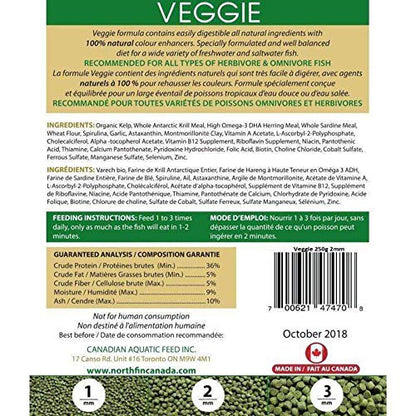 Northfin Veggie Fish Food, Slow-Sinking Pellets, 3mm, 1kg | Veggie Formula; slow-sinking pellets for herbivorous & omnivorous fish; organic kelp first ingredient; crafted in Canada - size: 2.19 Pound (Pack of 1), style: 3mm