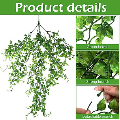 Hoteam 12 Pcs Artificial Hanging Plants 32 Inch Fake Ivy Vines with Fake Leaves Patio Artificial Plants Greenery for Living Room Indoor Outdoor Wall, No Basket (Ivy) - color: Ivy