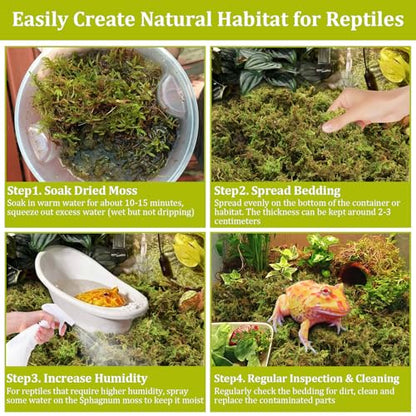 Legigo 14 OZ Sphagnum Moss for Reptile- 16 QT Natural Reptile Moss Terrarium Moss Substrate, Snake Tank Moss Peat Moss Reptile Bedding for Snake, Gecko, Ball Python, Frog and Orchids Plants - size: 14 OZ
