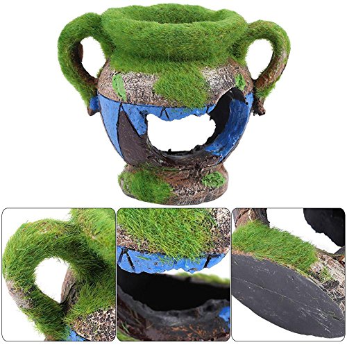 Yosoo Aquarium Decoration Fish Hide Ancient Vase Cave Reptile Habitat Resin Ornament Jar Decor