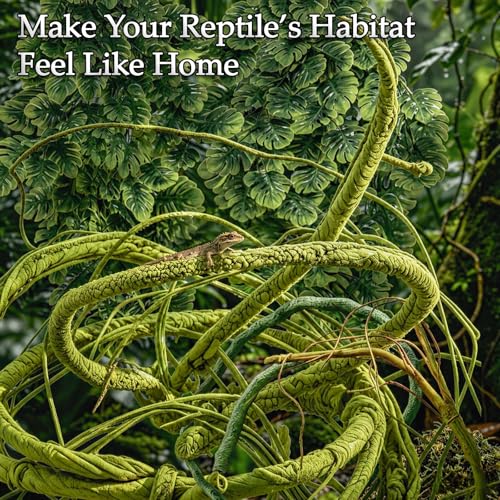 Reptile Plants 10 Pcs Terrarium Hanging Plant Vines Jungle Climbing Vines Tank Accessories Decorations with Suction Cups for Bearded Dragon Lizard Snake Geckos Chameleon
