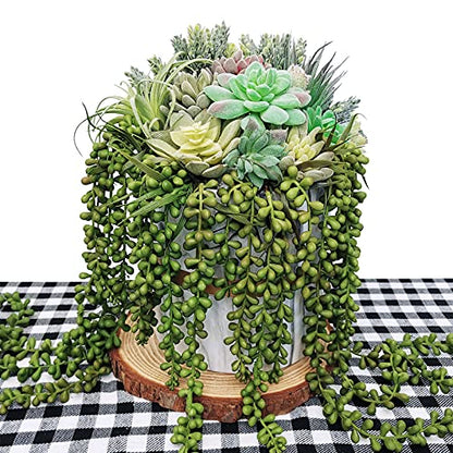 Supla 4 Pcs Artificial Hanging Succulents Faux Burro's Tail Picks Trailing String of Pearls Succulents Fake Greenery Sprays for Basket Planter Centerpiece Floral Arrangement Indoor Outdoor Decor