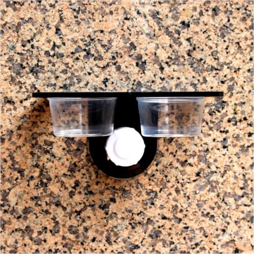 DOITOOL Reptile Water Feeding Bowls Double Suction Cup Food Dish Stable Black Aquarium Terrarium Bowls for Geckos Lizards Pets