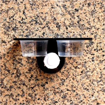 BESTonZON 2pcs Reptile Food Bowls with Double Compartments and Suction Cups, Small Water and Feeding Bowls for Lizards and Geckos, Sturdy Plastic Terrarium Feeder for Reptile Supplies