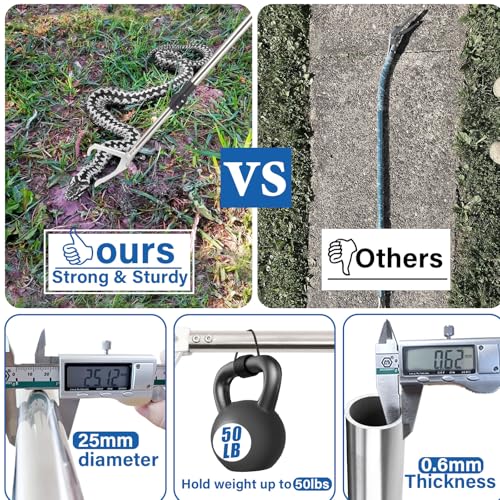 Snake Catcher Grabber, 69" Snake Grabber Tool for Rattlesnake Heavy Duty Professional Reptile Tongs Extra Long with Wide Jaw Handling Tool Stainless Steel Tube Sponge Handle