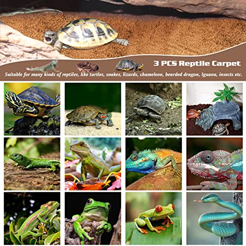 ZeeDix 3 Rolls Reptile Carpet, 16 x 36 inches Natural Coconut Fiber Liner Mat Flooring Accessories for Reptile Tank - Bearded Dragon Tortoise Lizard Turtle Snake Leopard Gecko Substrate Bedding - size: 3 Pcs (16X36in)