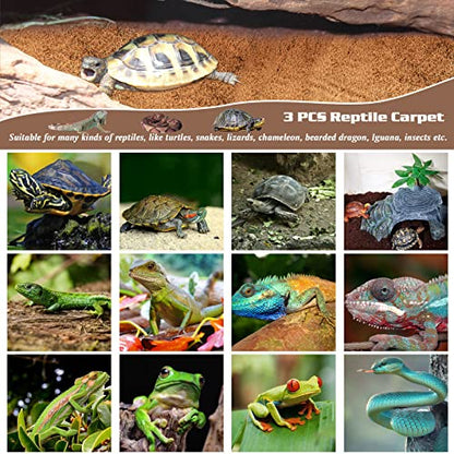 ZeeDix 3 Rolls Reptile Carpet, 16 x 36 inches Natural Coconut Fiber Liner Mat Flooring Accessories for Reptile Tank - Bearded Dragon Tortoise Lizard Turtle Snake Leopard Gecko Substrate Bedding - size: 3 Pcs (16X36in)
