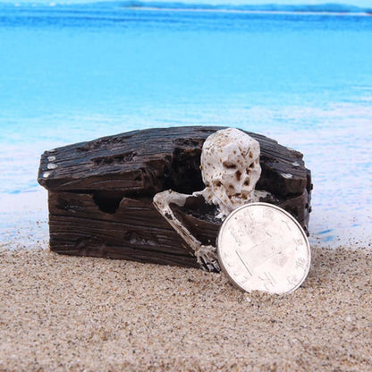 balacoo Resin Coffin Decorations for Aquarium 2 Pcs Skull Resin Ornaments Fish Tank Landscape Terrarium Ornament for Halloween and Reptile Tanks