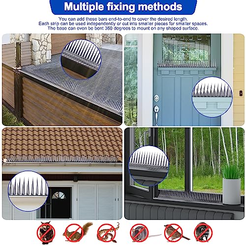 Bird Spikes - Stainless Steel Fence Spikes for Pigeons, Raccoons, Snakes - Deterrent Defender (250inch) - style: 250inch