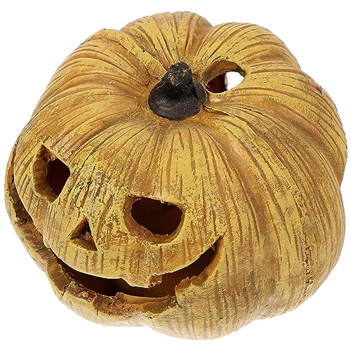 POPETPOP Pumpkin Reptile Hideout Lifelike Resin Cave for Tortoise Reptile Shelter Aquarium Decoration Halloween-Themed Box for Lizards Snakes