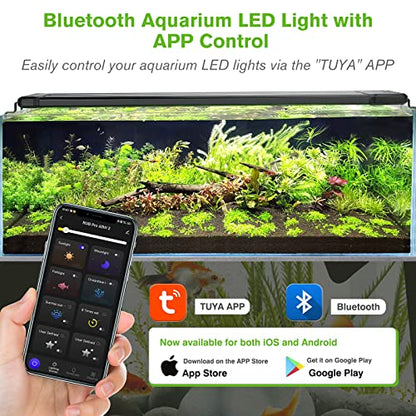 hygger 40W Smart Aquarium Light, Bluetooth LED Light with App Control, Full Spectrum Fish Tank Light with 24/7 Lighting Cycle, 5 Modes, Adjustable Timer, for 30"-36" Freshwater Planted Tank - size: 40W (for 30-36 inch Tank)