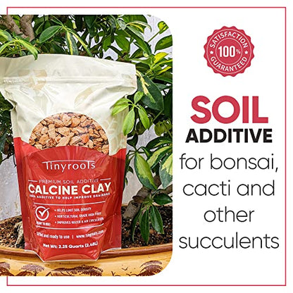 Tinyroots Clay Soil for Plants, 2.25 Quart Bag, Bonsai Tree Soil Additive, Turface Clay Holds Moisture, Provides Drainage and Aids in Root Development (Pack of 2) - size: 2.25 Quarts (Pack of 2)
