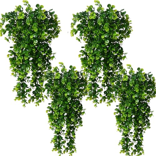 Hanging Fake Plants,4 Pcs Faux Eucalyptus Leaf Greenery Vine Plant Faux Plants Fake Ivy Room Decor Home Garden Wedding Party Indoor Outdoor Decorations (Fake Vines) - color: Fake Vines