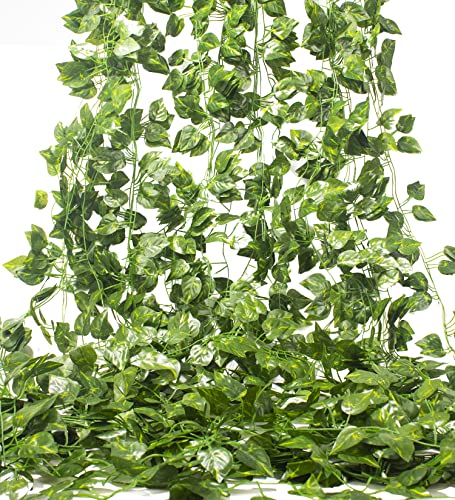 24 Pack 173ft Artificial Ivy Vines Fake Garland Leaves Plants Hanging Greenery Garland for Bedroom Wedding Party Garden Wall Decoration - color: Green-green Apple