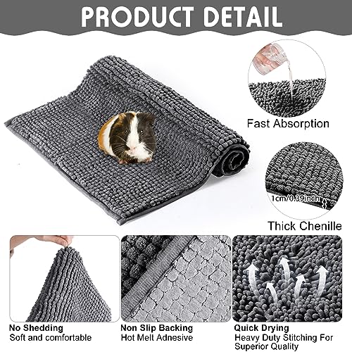 Amylove 4 Pcs Guinea Pig Cage Liner 12 x 12 Inch Washable Chenille Pee Pads Pet Dog Cat Bedding Training Mat Reusable for Small Animals Puppy Bunny Hamster Chinchilla - color: Dark Gray, size: 12 x 12 Inch, style: Low Pile Chenille