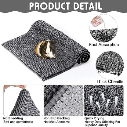 Amylove 4 Pcs Guinea Pig Cage Liner 12 x 12 Inch Washable Chenille Pee Pads Pet Dog Cat Bedding Training Mat Reusable for Small Animals Puppy Bunny Hamster Chinchilla - color: Dark Gray, size: 12 x 12 Inch, style: Low Pile Chenille