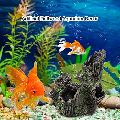 Aquarium Driftwood Decoration Artificial Resin Tree Trunk for Fish Tank Ornaments, Terrarium Vivarium Reptile Cave Hide Aquatic Decoration (ST-004A) - size: ST-004A